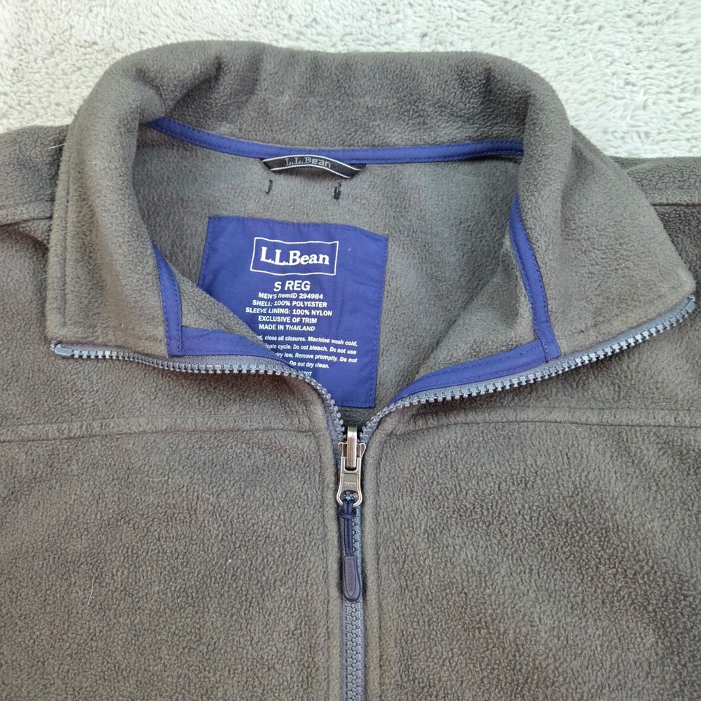 L.L. Bean Full Zip Fleece Jacket Mens S Reg DVFBC Mountain Logo Charcoal Gray